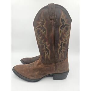 Justin Mens Stampede Western Cowboy Leather 2551 Embroidered 11.5D Boots Brown